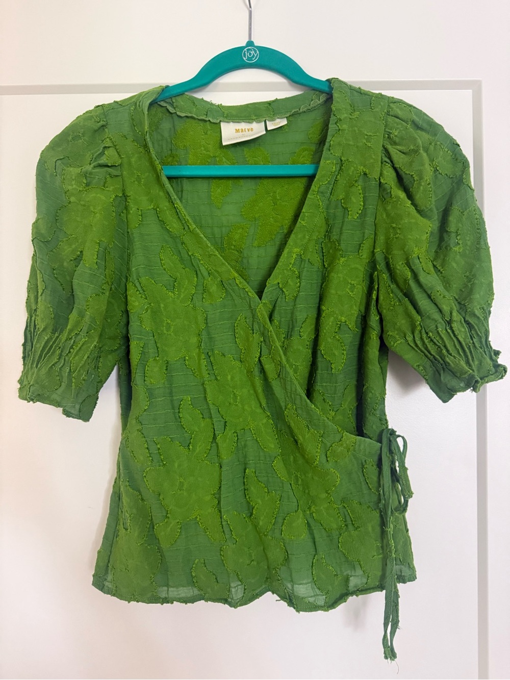 Anthropologie Maeve Green Textured Wrap Blouse
